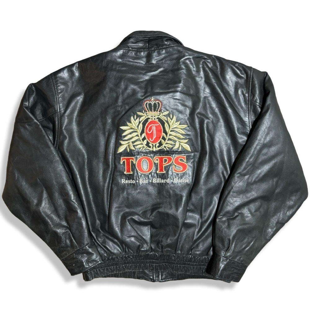 Vintage Black Leather Tops Jacket